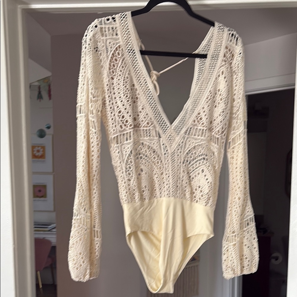 Jen's Pirate Booty Cream Lace Bodysuit